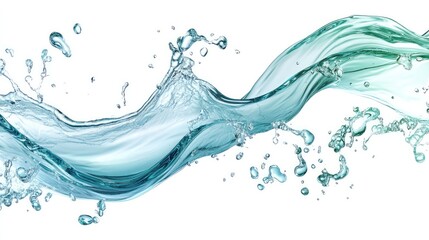 Poster - AI-rendered smooth flowing liquid shapes in cool blues and greens, with ample empty space for marketing or product placement text.