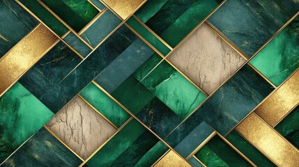 Poster - art deco-inspired patterns in gold and emerald green, designed with precise geometric symmetry. no t