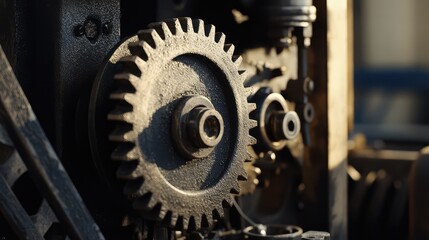 Poster - A close-up of steampunk gears and mechanical parts with a worn background, leaving plenty of space for branding or messaging.