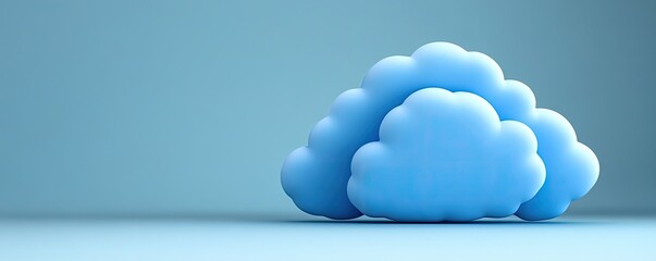 Poster - Abstract 3D Render of Two Light Blue Clouds on a Blue Background