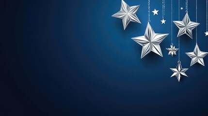 Poster - Deep blue holiday background with glowing white stars and a gentle gradient fade. No text, no people.