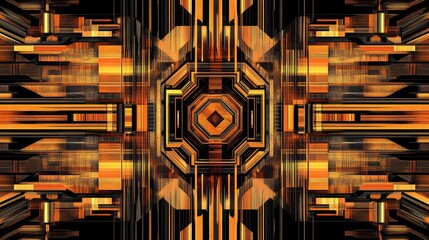 Aufkleber - digital ai-created geometric patterns with intricate shapes in metallic gold and black, offering a s