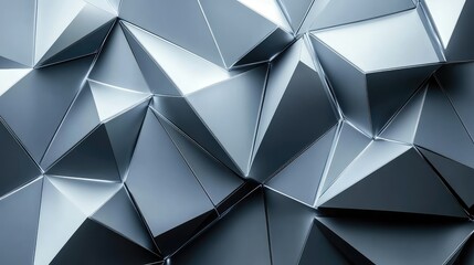 Poster - Futuristic D background with angular structures and glowing edges in blue and silver hues. No text, no people.