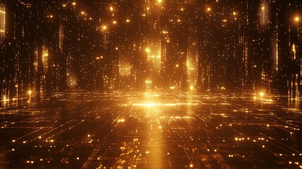 Poster - Futuristic digital circuit patterns generated by AI, glowing softly against a dark backdrop with ample clean space for text.