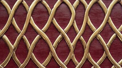 Poster - Golden lattice patterns on a dark burgundy velvet-textured background for an elegant luxury theme. No text, no people.