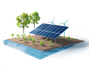 Wall Mural - community garden powered by solar and wind energy