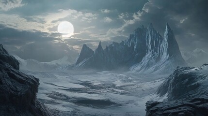 Wall Mural - Majestic Winter Landscape: Serene Moonlit Mountains