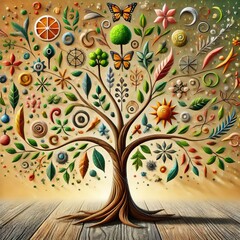 Wall Mural - Tree of Art A tree with different art styles and movements as le