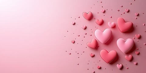 Canvas Print - Pink Hearts Scattered on a Pink Background