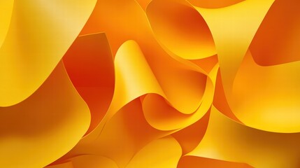 Poster - Abstract Yellow Curved Shapes on Simple Paper Background in 3D Style with Smooth Lines and Fluid Design Elements for Creative Applications