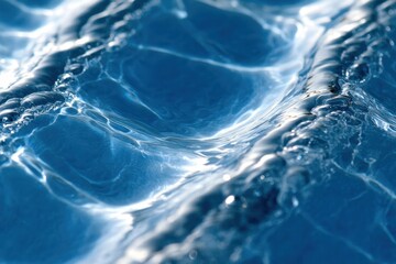 Poster - close-up of the surface texture of clear blue water with reflections and ripples captured in high re