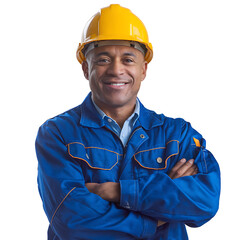 Portrait of a Smiling Construction Worker on transparent background