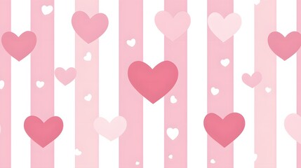 Canvas Print - Pink hearts pattern on striped background