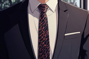 Wall Mural - Stylish Man Wearing a Dark Suit and Orange Tie