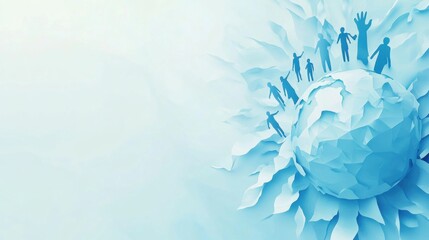 Wall Mural - world refugee day abstract background. featuring soft blues, grays, and whites. highlighting refuge,