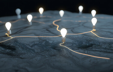 Poster - Innovative light mapping technology for route planning futuristic concept art installation creative environment