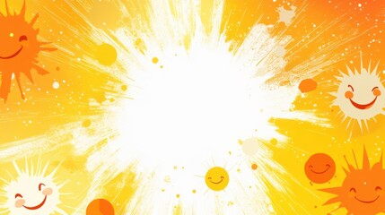 Wall Mural - world smile day abstract background. featuring bright yellows, blues, and whites. highlighting happi