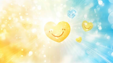 Wall Mural - world smile day abstract background. featuring bright yellows, oranges, and whites. highlighting hap