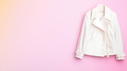 Wall Mural - Elegant white jacket on pastel pink background showcasing minimalist fashion aesthetic