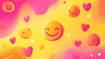 Wall Mural - world smile day abstract background. featuring cheerful yellows, pinks, and oranges. highlighting po