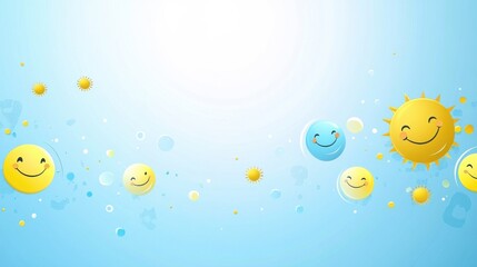 Wall Mural - world smile day abstract background. featuring soft blues, yellows, and whites. highlighting positiv