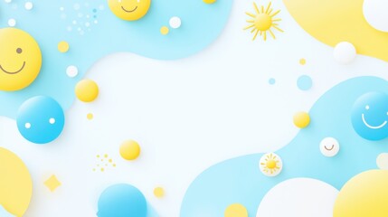 Wall Mural - world smile day abstract background. featuring soft blues, yellows, and whites. highlighting positiv