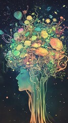 Wall Mural - Cosmic Woman: A Surreal Journey into the Mind