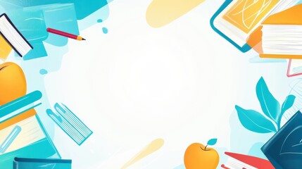 Wall Mural - world teachers' day abstract background. featuring bright blues, yellows, and soft whites. highlight