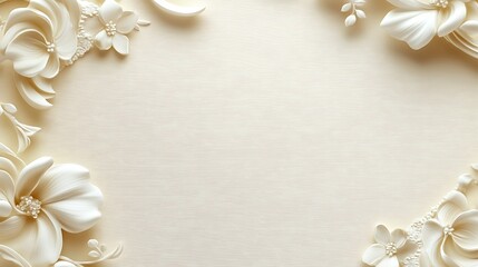 Wall Mural - Elegant White Floral Frame Background Design