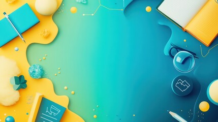 Wall Mural - world teachers' day abstract background. featuring soft blues, yellows, and greens. highlighting edu