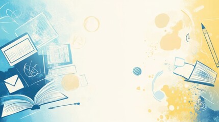 Wall Mural - world teachers' day abstract background. featuring soft yellows, blues, and whites. celebrating educ
