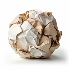 Poster - Crumbled Paper Ball Isolated on White Background for Creative Projects and Artistic Design Needs