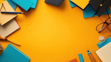 Wall Mural - world teachers' day abstract background. featuring soft yellows, oranges, and browns. highlighting e
