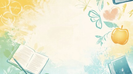 Wall Mural - world teachers' day abstract background. featuring vibrant blues, yellows, and whites. highlighting 