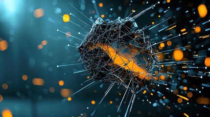 Leinwandbilder - Exploring glowing crystalline trivitino particles in abstract digital environments a visual science concept