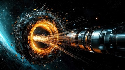 Aufkleber - Emitting conceptual trivitino particles cosmic rays in standard conditions scientific visualization space environment dynamic perspective particle physics for cosmic exploration