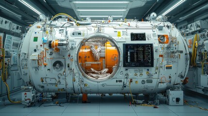 Poster - Exploring futuristic trivitino particle study high-tech laboratory standards scientific research environment advanced technology concept
