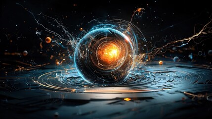 Aufkleber - Trivitino particles emitting colorful light plasma standard laboratory scientific research vibrant environment quantum perspective