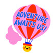 © Vectors Market - A flat sticker of a hot air balloon with the text 'adventure awaits us'