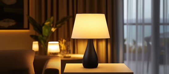 Wall Mural - sleek modern table lamp with white shade enhancing contemporary home decor and illuminating stylish 