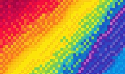 Poster - Vibrant Pixelated Rainbow Background Illustration with a Sea of Colors for Creative Design and Visual Projects