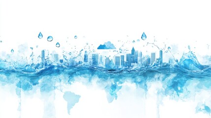 Wall Mural - world water day abstract background. featuring cool blues, teals, and whites. highlighting water con