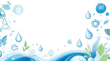 Wall Mural - world water day abstract background. featuring cool blues, teals, and whites. highlighting water con