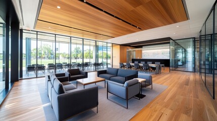 Poster - Dynamic collaborative learning space for professional courses in a modern corporate setting with interactive tools and virtual classrooms