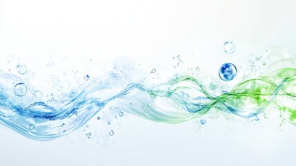 Wall Mural - world water day abstract background. featuring soft blues, greens, and whites. highlighting water co
