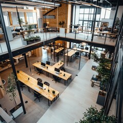 Poster - Collaborative learning space in a startup environment entrepreneurial spirit and business development modern office creative interior aerial view educational growth