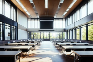 Poster - Innovative collaborative learning space university campus classroom design modern environment open perspective advanced degree programs