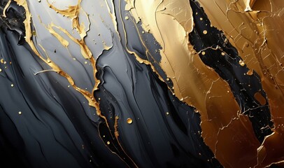 Wall Mural - Abstract fluid art painting. Gold dreamy wallpaper. Mixture of colors creating golden waves and golden swirls. Luxury art background.