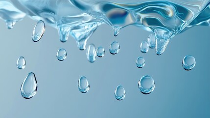 Wall Mural - Water Drops: Abstract Blue Liquid Texture Background