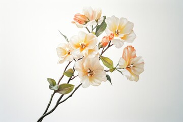 Wall Mural - painting of a flower with a white background. the painting is of a flower with a yellow center and g